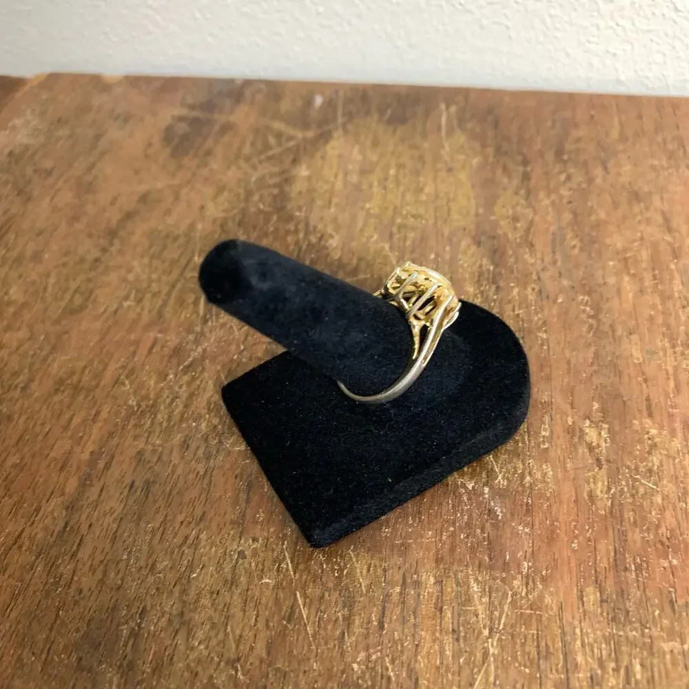 Vintage‎ Uncas Estate Gold opal & rhinestone statement cocktail ring size 8